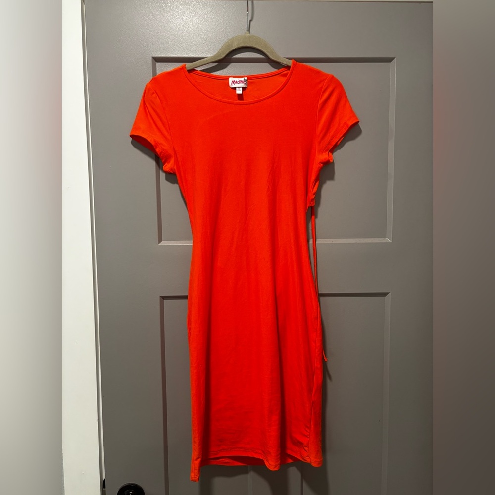 Neon orange cut out dress
